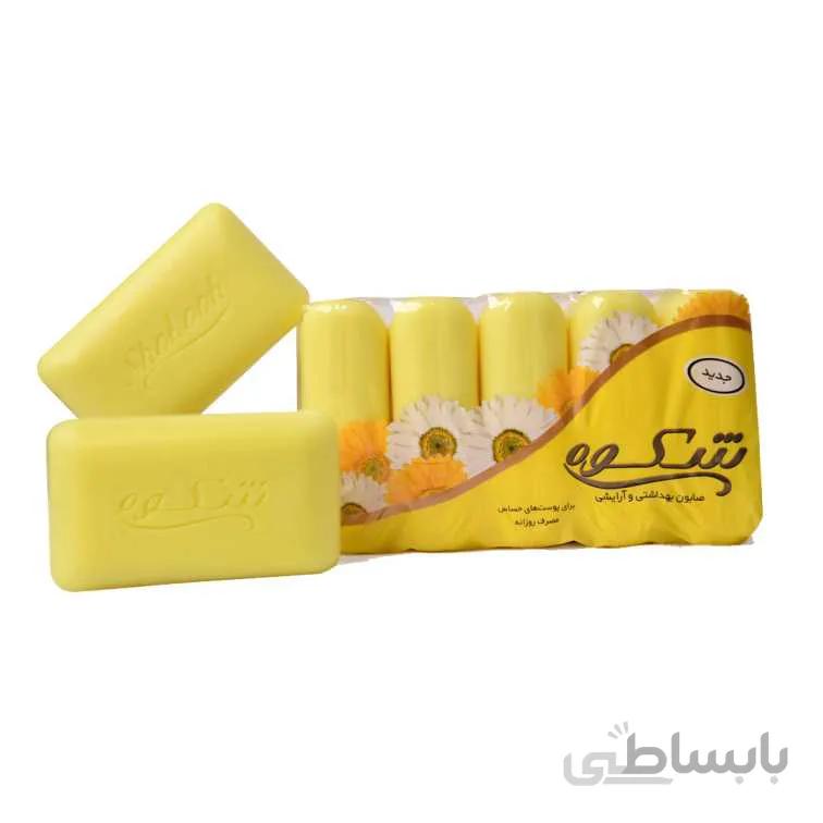 صابون آرایشی زرد شکوه بسته 5 عددی وزن 75 گرمی ا Shokooh Yellow Soap 5x75gr