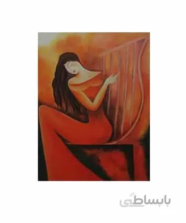 تابلو رنگ روغن زن چنگ نواز