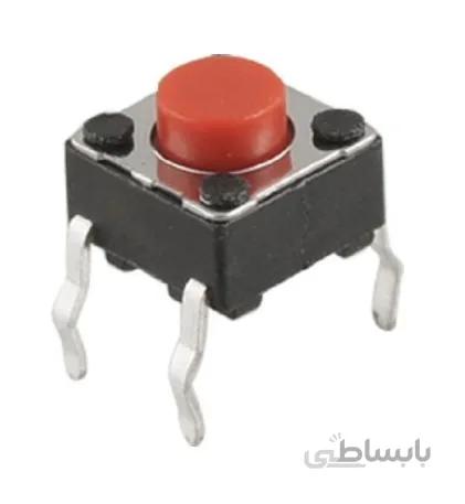 تک سوییچ 4 پایه کوتاه 6x6x5 قرمز بسته 10 تایی