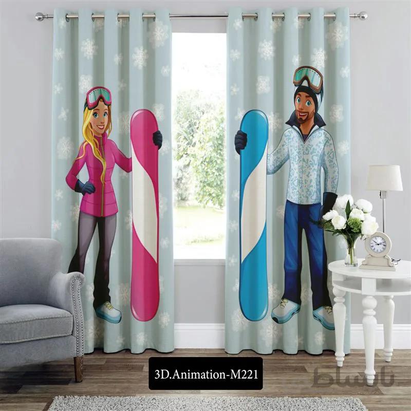 پرده پانچی کد 3d-animation-M221 طرح انیمیشن اسکی در برف