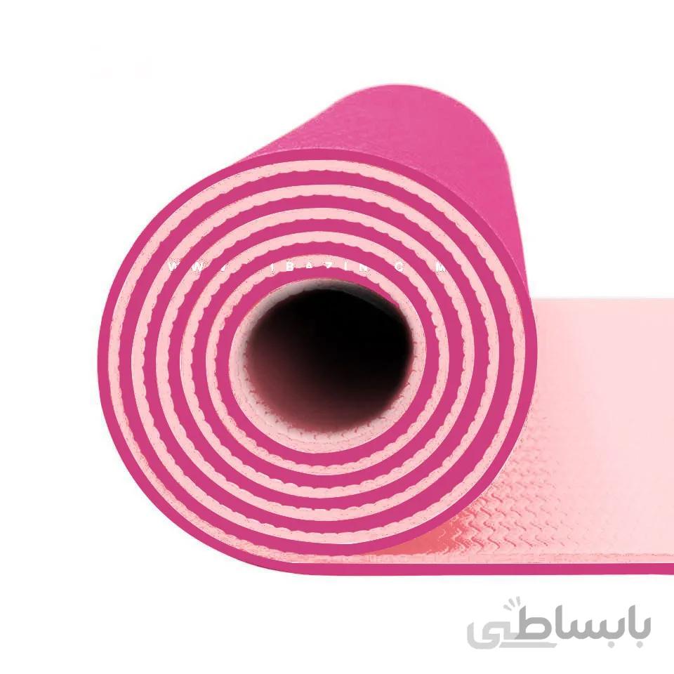 مت یوگا و پیلاتس (TPE) دو لایه ۸ میل : صورتی + کاور رایگان