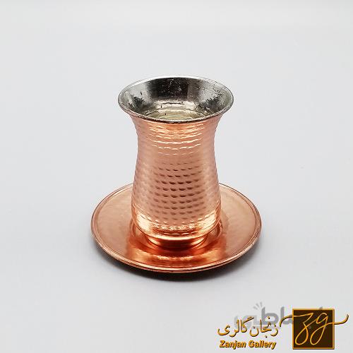 استکان و نعلبکی مسی چکشی