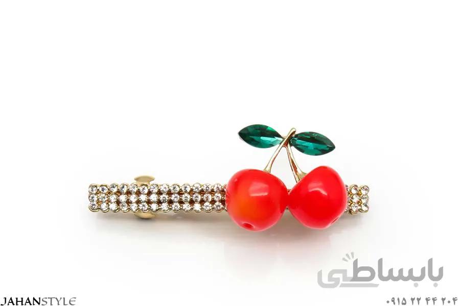 گیره پشت مو فلزی طرح گیلاس