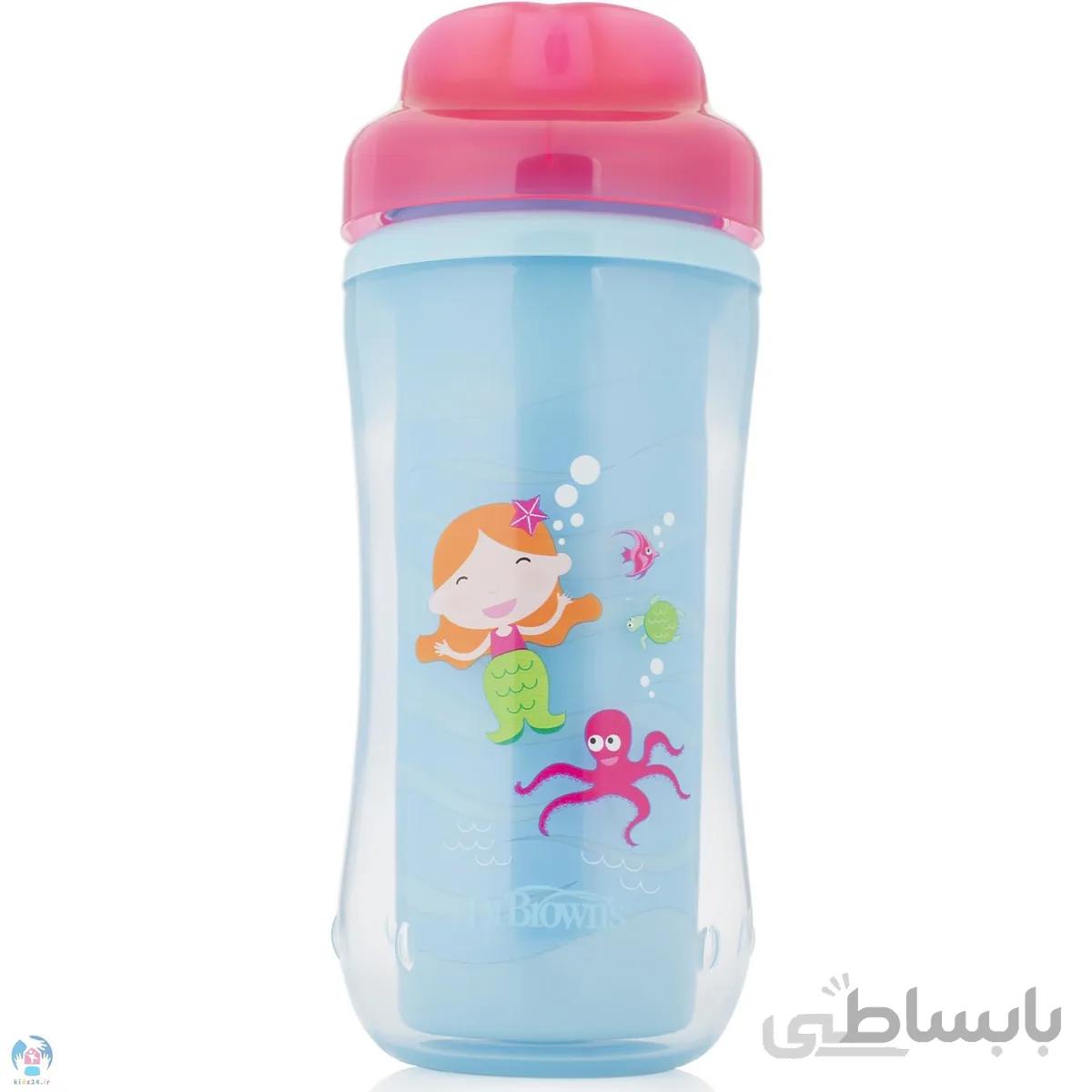 لیوان سوپاپ دار صورتی ۱۲+ دکتر بروانز Dr Browns