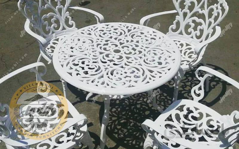 میز باغی آلومینیوم قطر ۷۵ سانتیمتر مدل مدالیوم