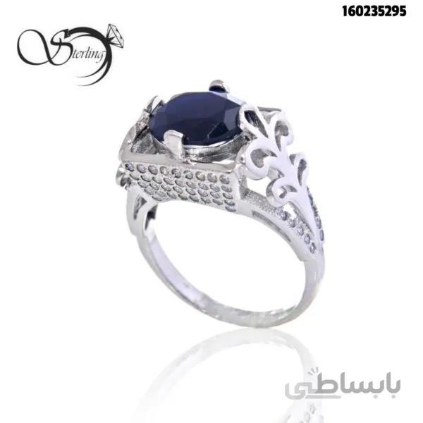 انگشتر نقره زنانه یاقوت کبود کد:۱۸۳۲