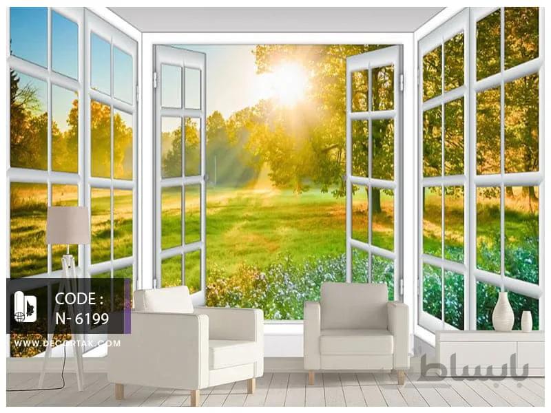پوستر دیواری سه بعدی پنجره رو به طبیعت کد N-6199