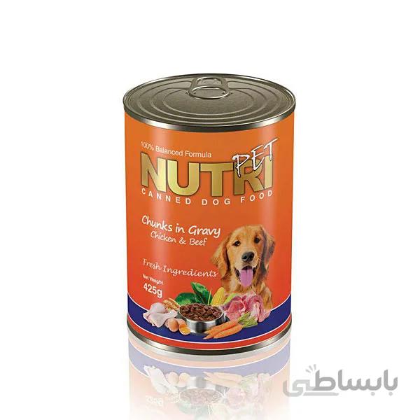 کنسرو سگ نوتری پت حاوی گوشت قرمز و مرغ (۴۵۰ گرم) ا Nutri Pet Dog Chunk in Gravy (Chicken & Beef) 425g