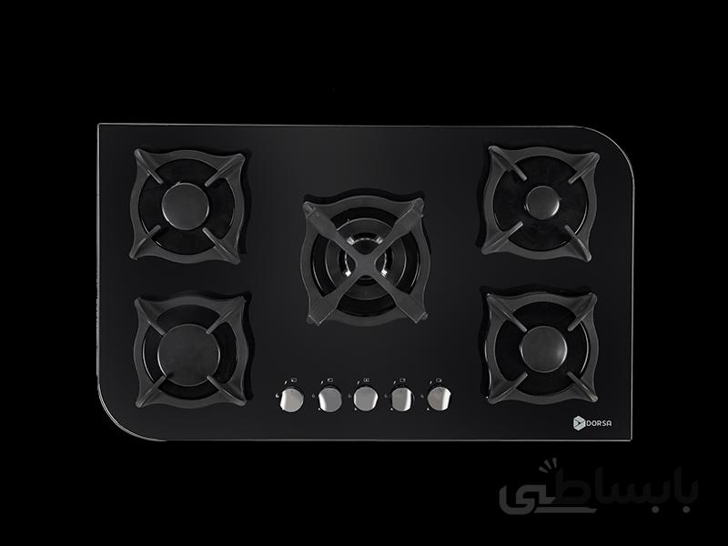 اجاق گاز 5 شعله درسا مدل ویدا شیشه ای مشکی(ارسال رایگان) ا Dorsa Vida Gas Hob