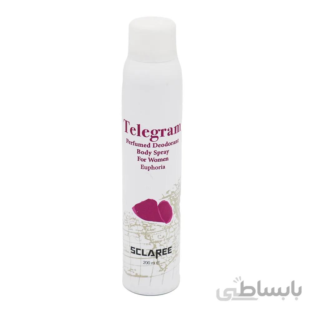 اسپری بدن زنانه مدل Telegram حجم 200 میل اسکلاره ا Sclaree Telegram Spray For Woman 200ml