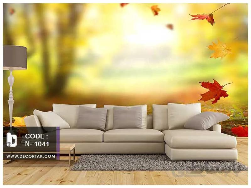 پوستر دیواری طبیعت کدN-1041 با طرح ریزش برگهای پاییزی