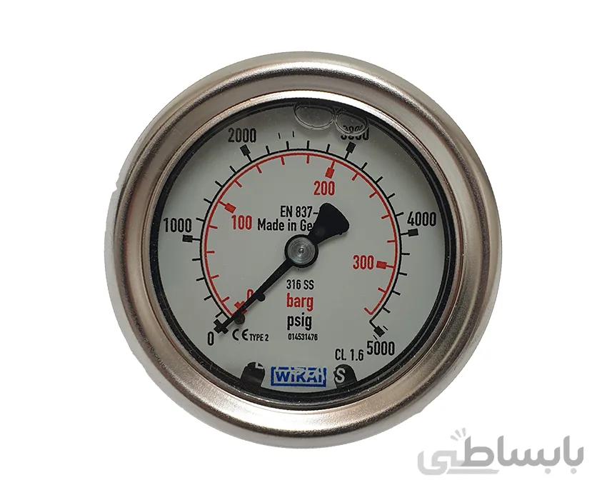 گیج فشار ویکا تمام استیل افقی (از پشت) صفحه 6 سانت 340 بار
