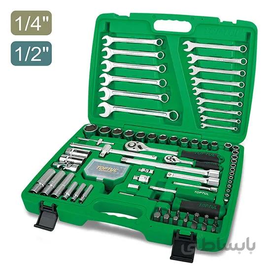 جعبه ابزار 106 پارچه پلاستیکی 1/4،1/2 (سبز) تاپ تول – TOPTUL مدل GCAI106B