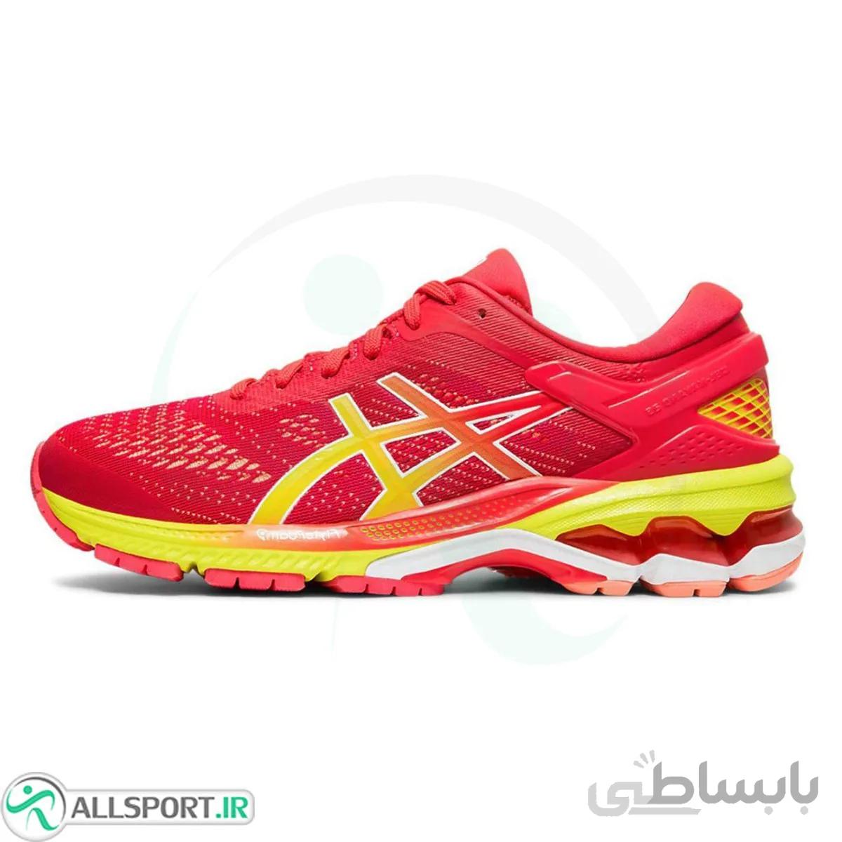 کتانی رانینگ زنانه آسیکس طرح اصلی Asics Gel Kayano 26 Red yellow