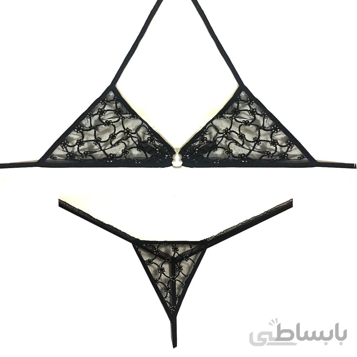 ست شورت و سوتین تور طرح اکلیل بدن نما کد 1069329