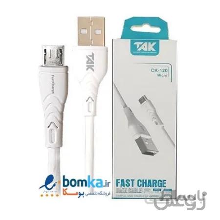 کابل شارژ اندرویدی میکرو یو اس بی تک 1 متری مدل  Tak CK-120 Micro USB Cable 1m