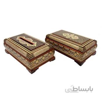ست جعبه دستمال و کارد و چنگال خاتم کاری کد Mkh112