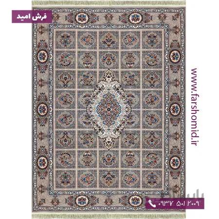 فرش ماشینی 700 شانه 8 رنگ خشتی طرح 77933 ترمه ای فرش بزرگمهر