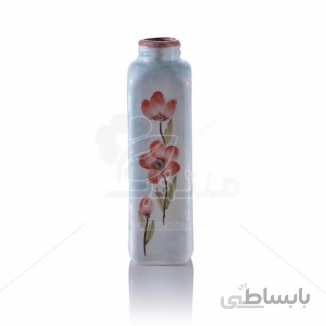 گلدان سرامیکی استوانه ای طرح شکوفه ارتفاع 20 سانتی متر