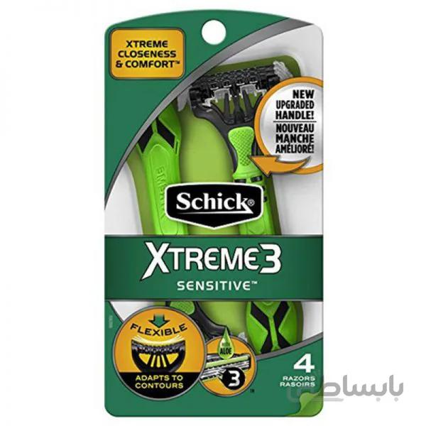 تیغ اصلاح مردانه 3 تیغه شیک مدل Xtreme 3 مناسب پوست حساس 4 عددی ا Shick Xtreme 3 Men Shaving Blade For Sensitive Skins 4pcs