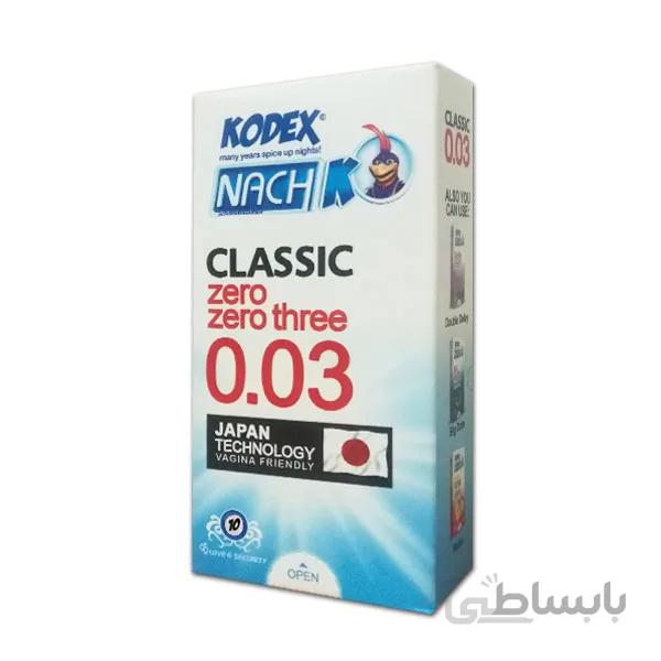 کاندوم کلاسیک 30 میکرون بسیار نازک کدکس 12 عددی ا KODEX Nach 0.03 Classic Zero Condoms 12pcs