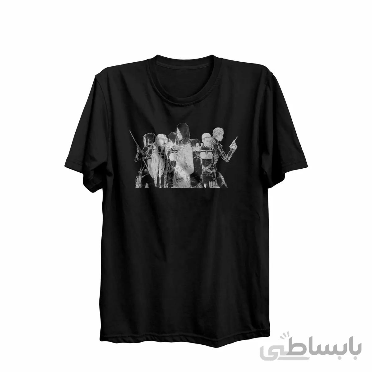 تیشرت یقه گرد مشکی طرح انیمه اتک آن تایتان Attack On Titan کدKCT10429 کد 285299