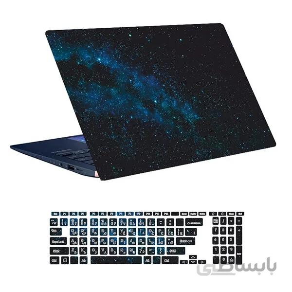 اسکین لپ تاپ طرح Space کد ۱۳۲ به همراه استیکر کیبورد