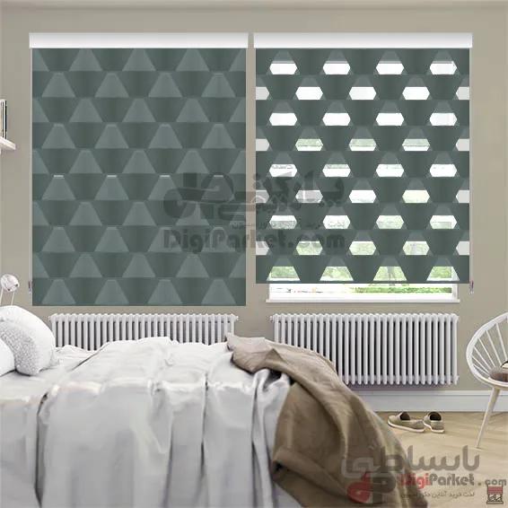 پرده زبرا سه بعدی ذوزنقه سبزآبی
