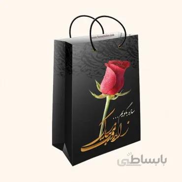 ساک کادویی متوسط طولی سایز 3 طرح تولد و گل رز قرمز