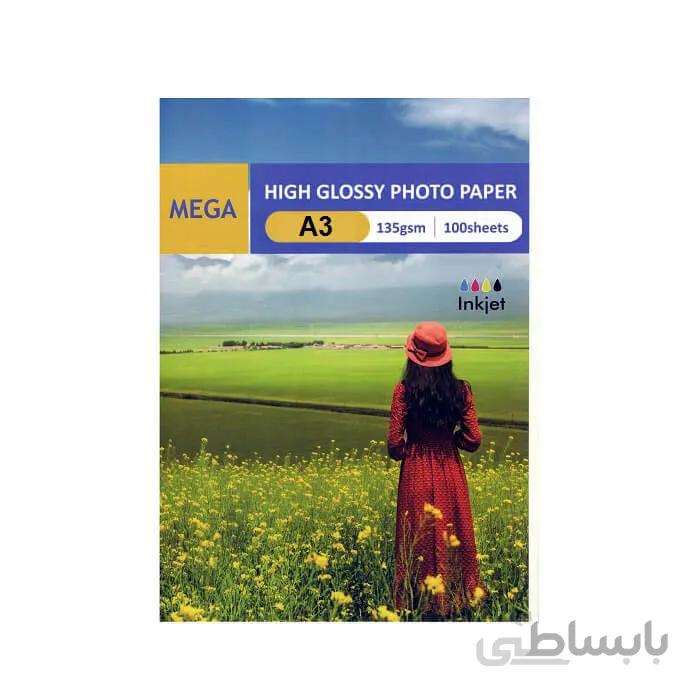 کاغذ فتو گلاسه براق 135 گرم A3 مگا 100 برگی