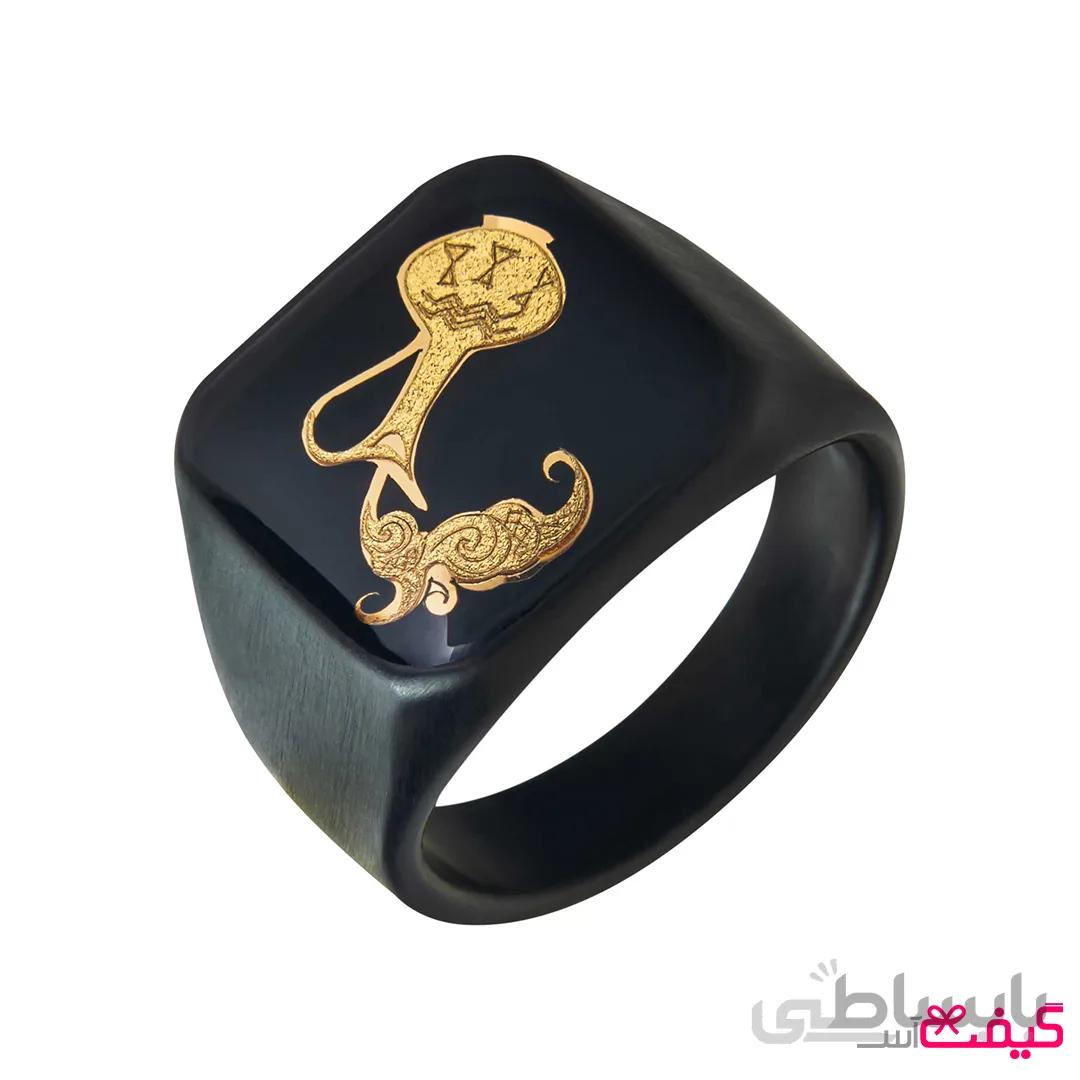 انگشتر مردانه ورق طلا طرح ماه بهمن