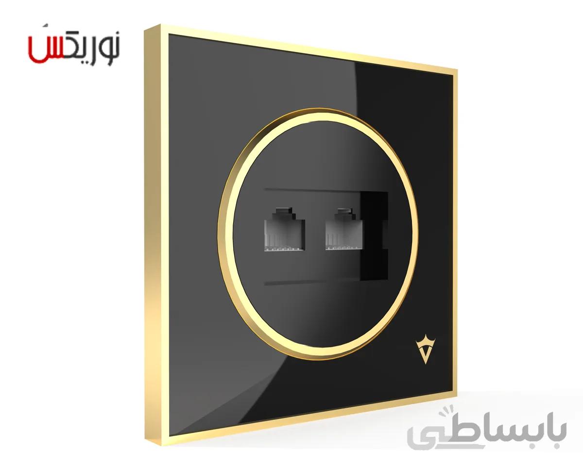 کلید پریز تلفن دو سوکت ویرا مدل آلفا کلاسیک مشکی