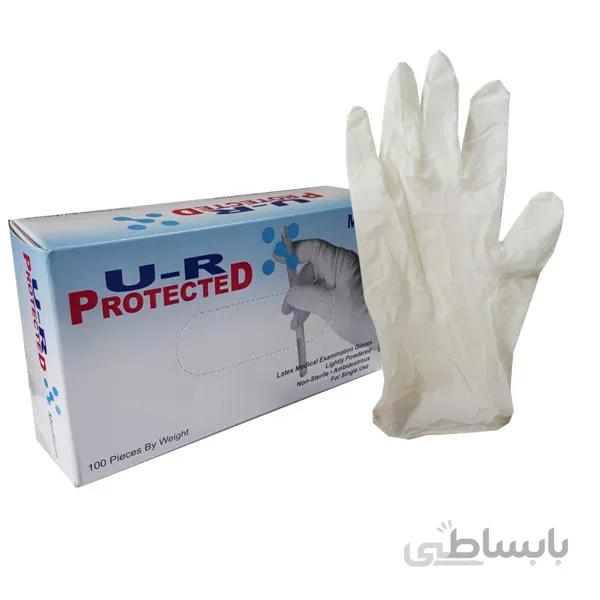 دستکش لاتکس U-R PROTECTED بستهی ۱۰۰ عددی