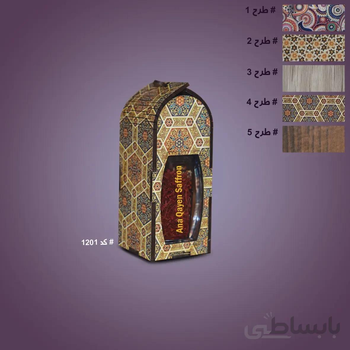 جعبه چوبی زعفران – 1مثقال زعفران سر گل – کد 1201