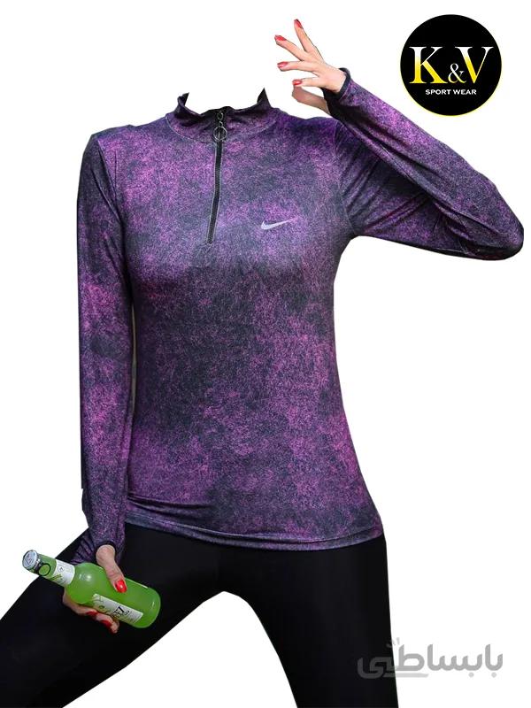 بلوز نیم زیپ فینگردار ورزشی زنانه Nike کد 02 ا Nike Womens Sports Finger Half Zipper Blouse Code 02