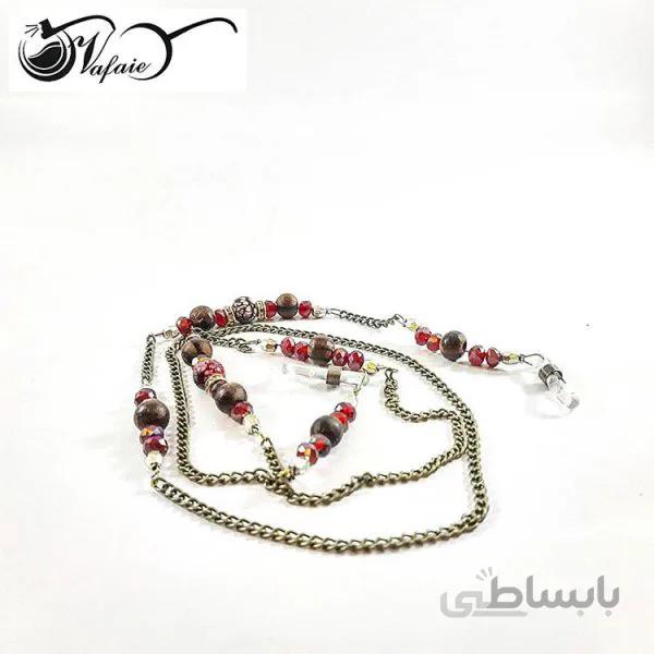 بند عینک دونه اناری مرواریدی و زنجیری