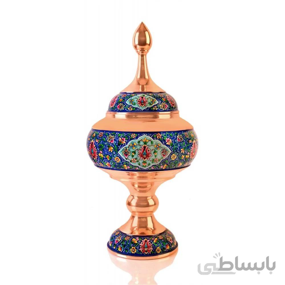 شکلات خوری مس و پرداز 35 سانتیمتر اثر استاد آقاجانی-امضا دار ا chocolate dish copper