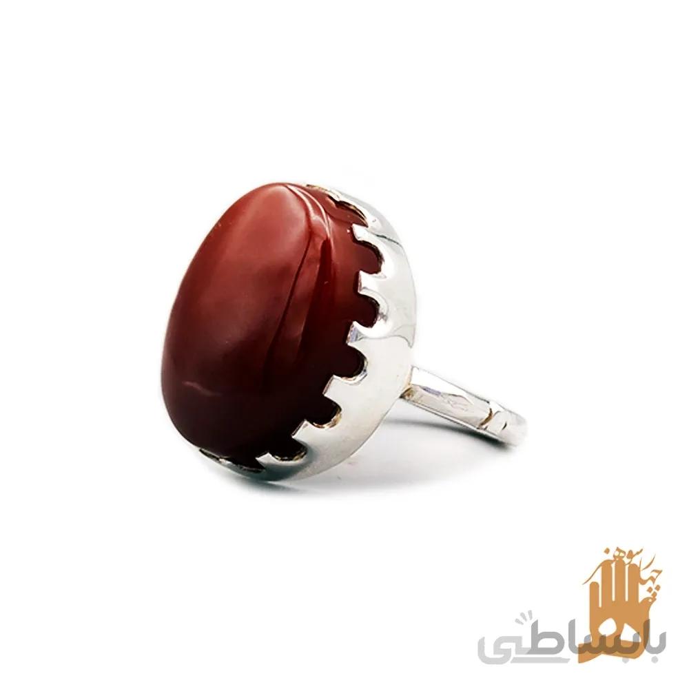 انگشتر صفوی ساده نگین عقیق سرخ یمنی کد 694681