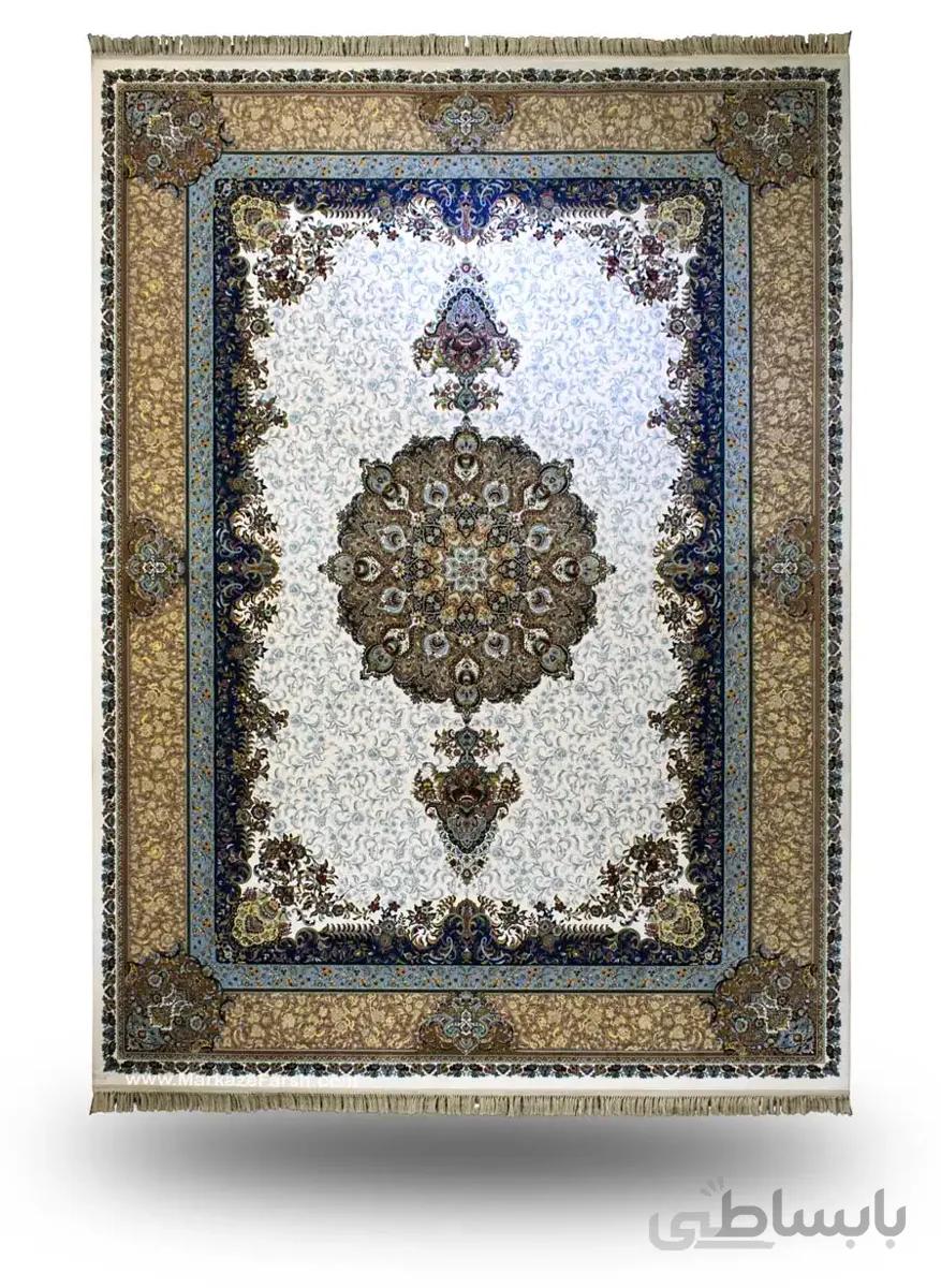 فرش 1200 شانه گل برجسته کد 1262 کرم