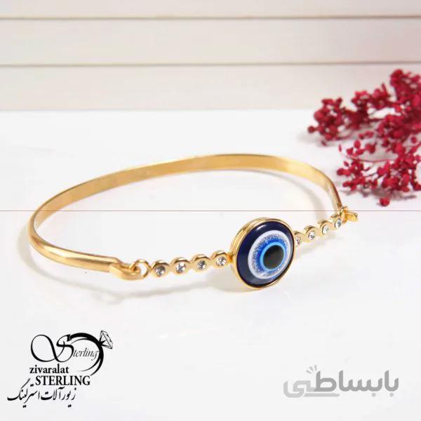 دستبند زنانه طرح نگین و چشم نظر