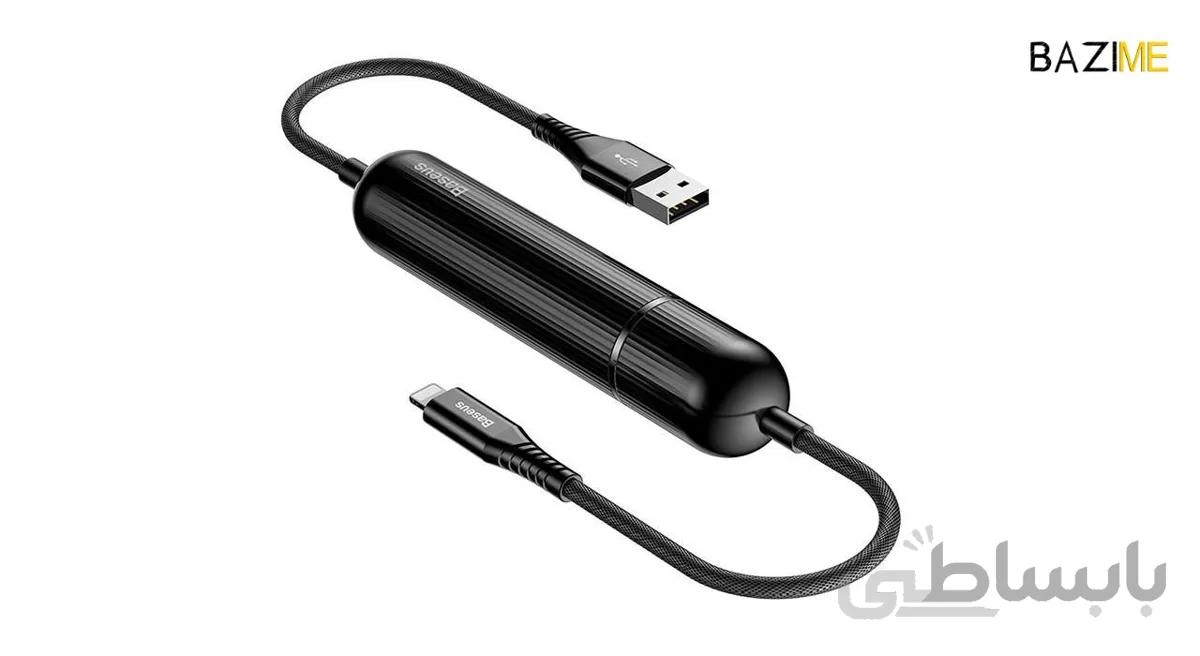 کابل فست شارژ USB به Lightning و پاوربانک بیسوس مدل Baseus Energy Two In One به طول 1.2 متر ا Baseus Energy Two In One Power Banke Cable 1.2 m