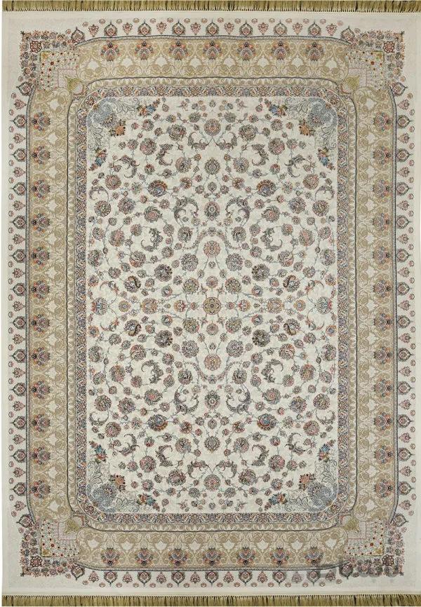 فرش کاشان 1200 شانه طرح افشان سناتور برجسته کرم