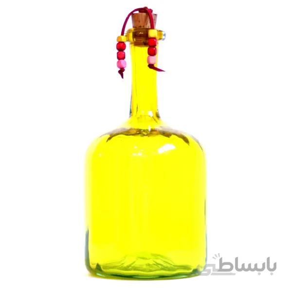 بطری شیشه ای استوانه ای طوقدار موج گردن بلند زرد