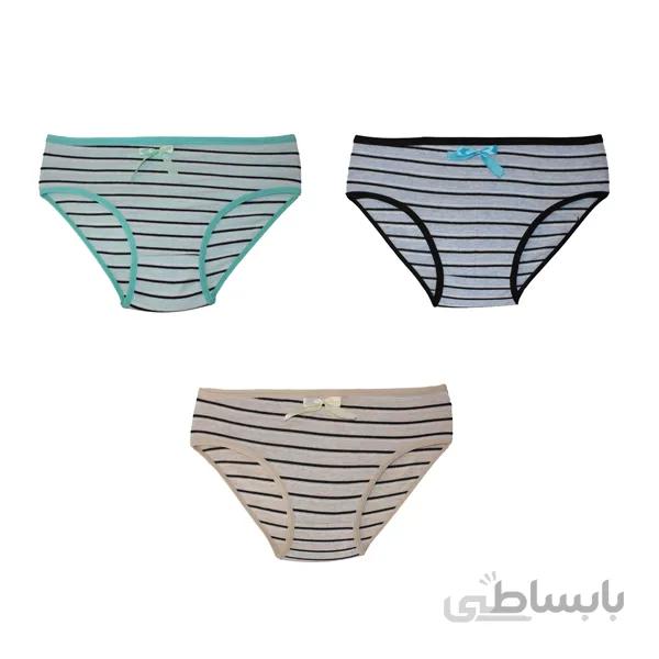 شورت راه راه پاپیون دار 3 تایی روشن کد ZP56.1