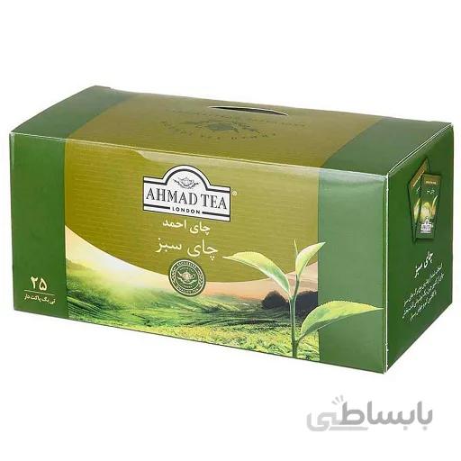 چای کیسه ای سبز لفافدار 25 عددی احمد