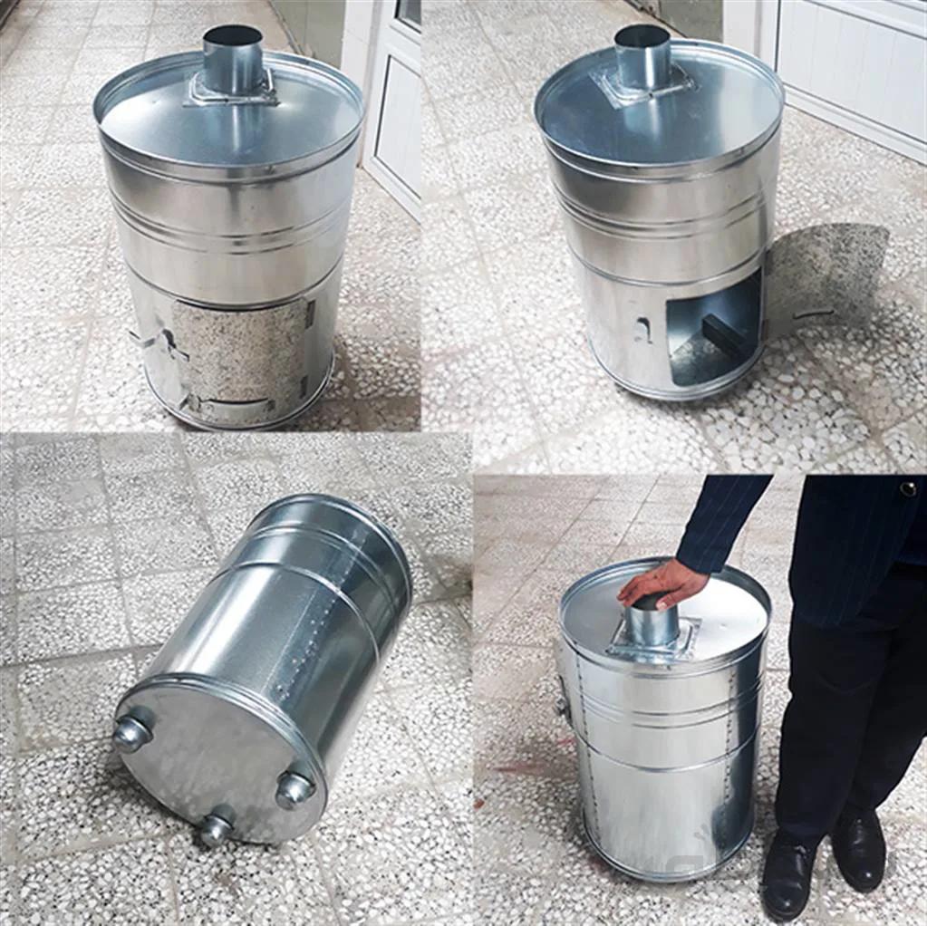 بخاری هیزمی استوانه ای گالوانیزه