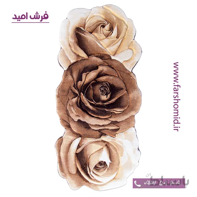 فرش مدرن راهرویی 75 در 160 رز مینیاتوری قهوه ای شکلاتی زرباف