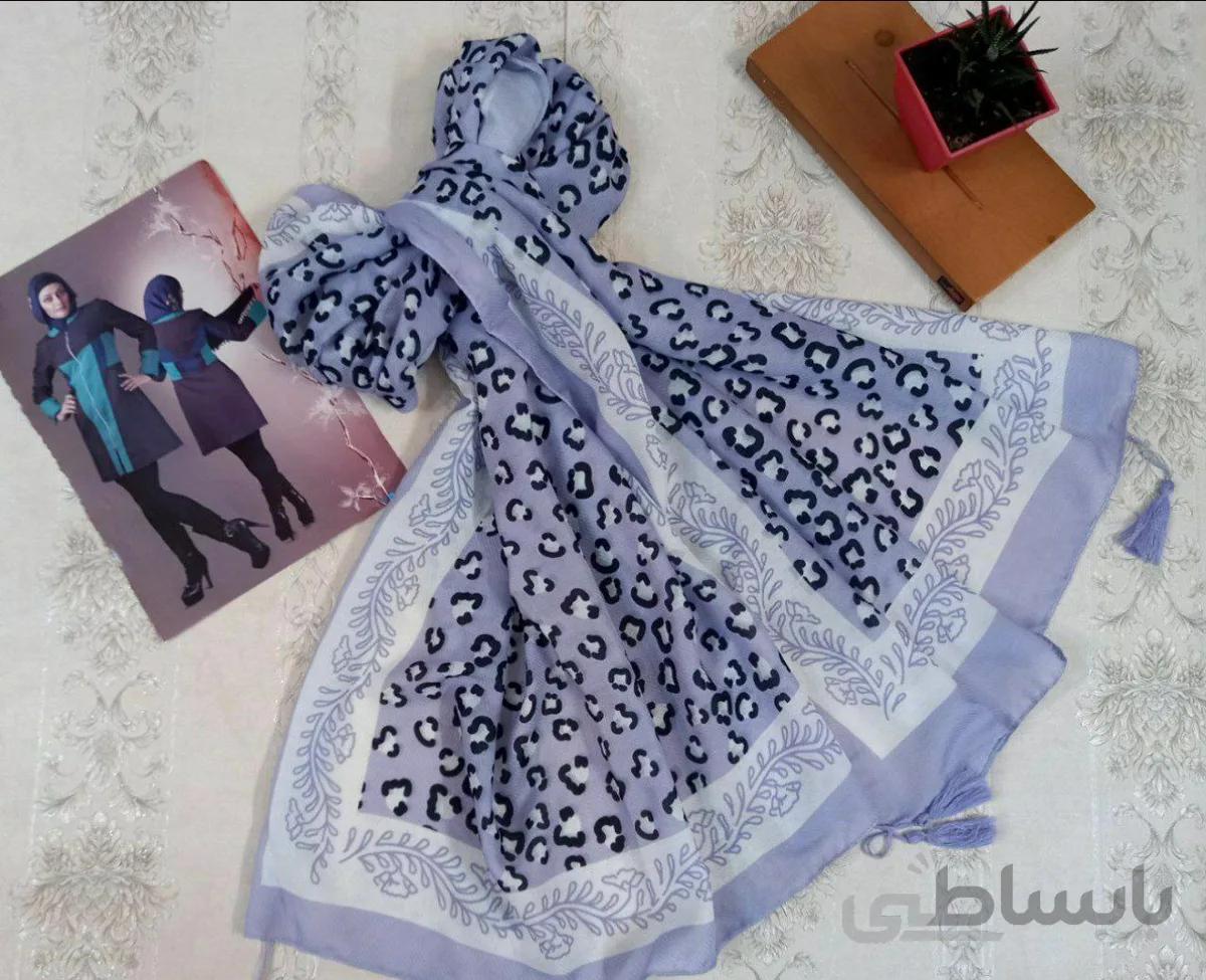 شال نخی یاسی پلنگی بهاره