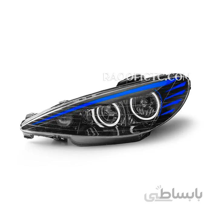 چراغ جلو پژو ۲۰۶ طرح دایره ابرو آبی