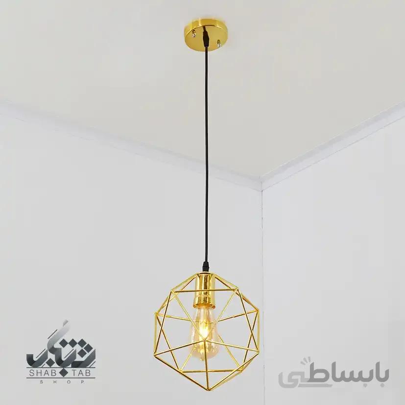 لوستر آویز فلزی مدرن طلایی کوچک کد 411
